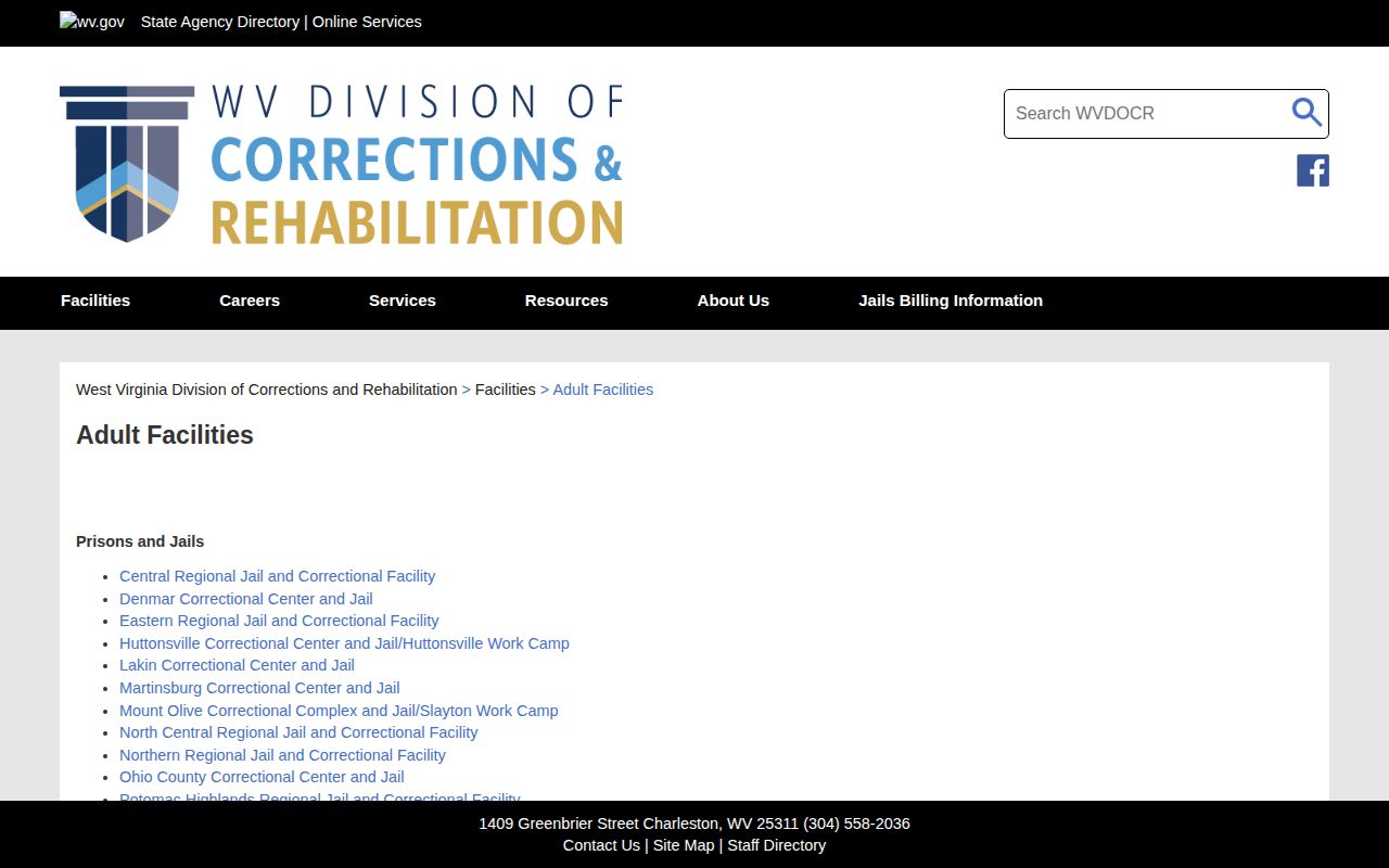 Preston County 24-hour release WVDCR facility directory