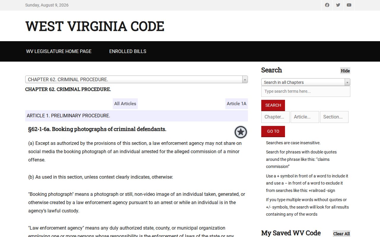 Preston County release mugshot publication and removal statute